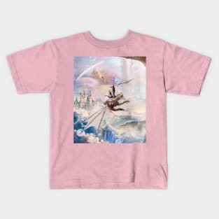 Space Cat Riding Flying Dragon Kids T-Shirt